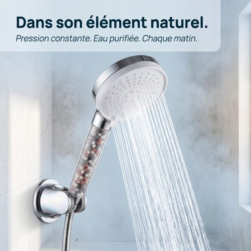 Pommeau de douche anti calcaire à billes 5 modes