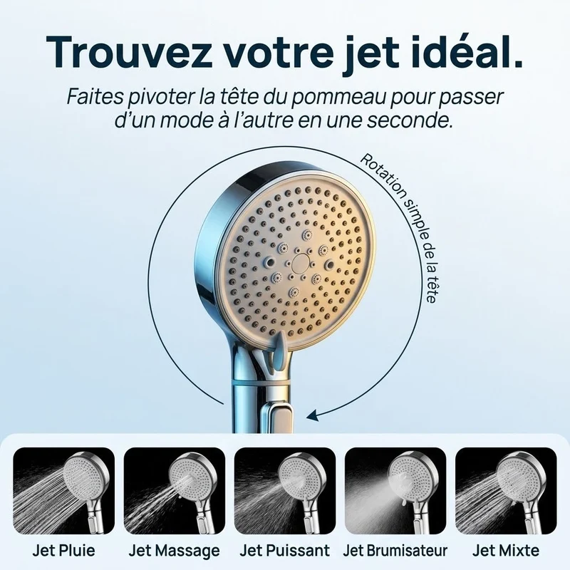 Pommeau de douche à billes multi-jets