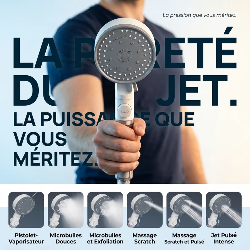 Pommeau de douche économique transparent avec filtre