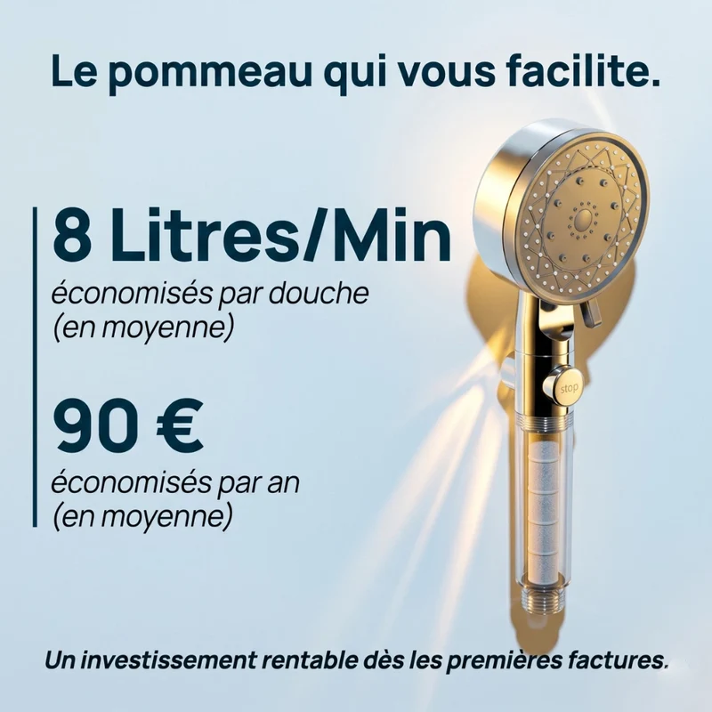 Pommeau de douche économique transparent avec filtre