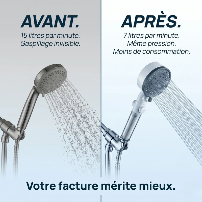 Pommeau de douche économique transparent avec filtre