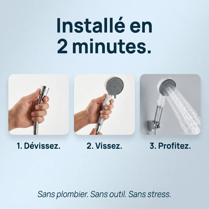 Pommeau de douche économique transparent avec filtre