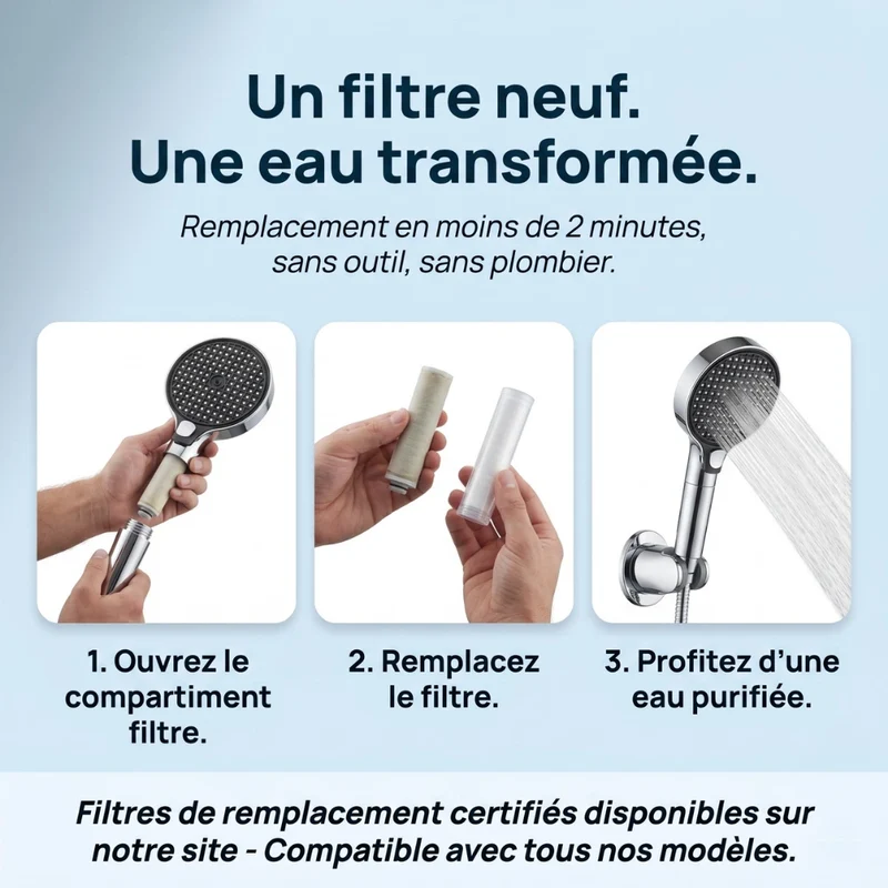 Pommeau de douche filtrant à haute pression
