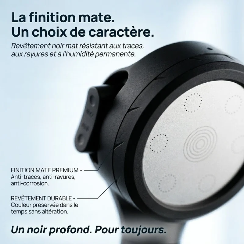 Pommeau de douche noir avec affichage numérique