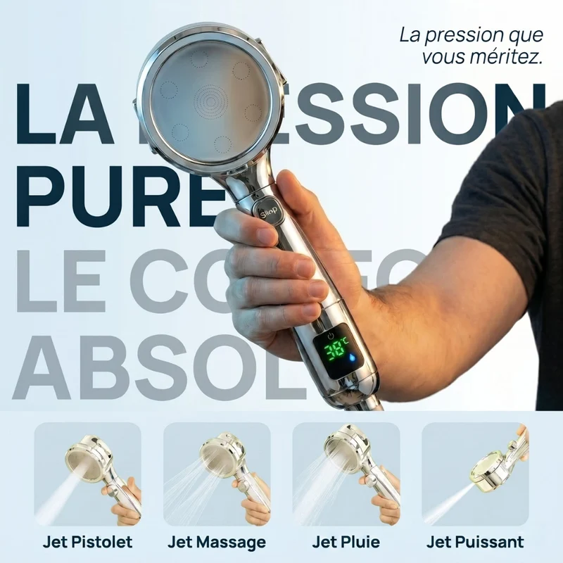 Pommeau de douche économique avec affichage numérique