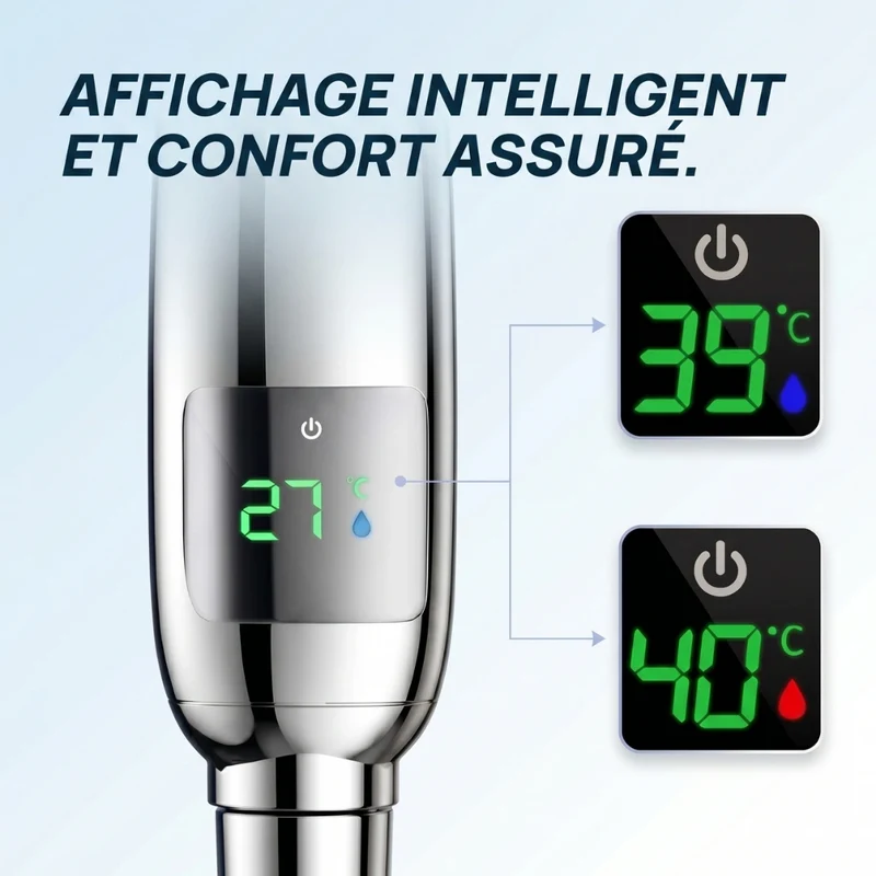 Pommeau de douche économique avec affichage numérique