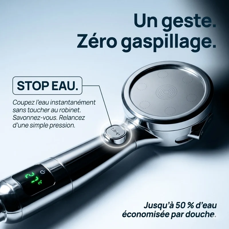 Pommeau de douche économique avec affichage numérique