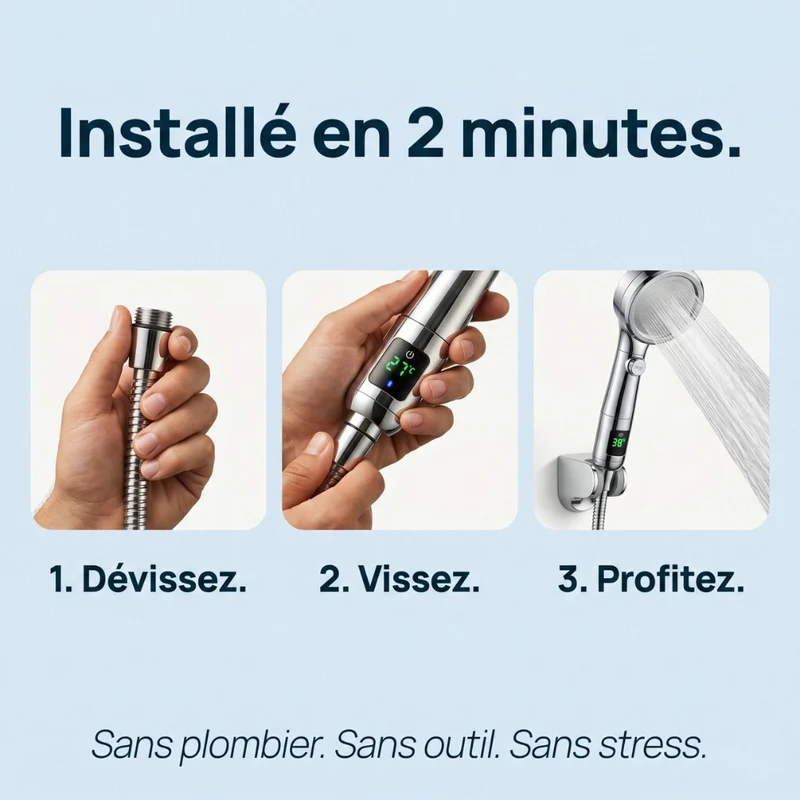 Pommeau de douche économique avec affichage numérique