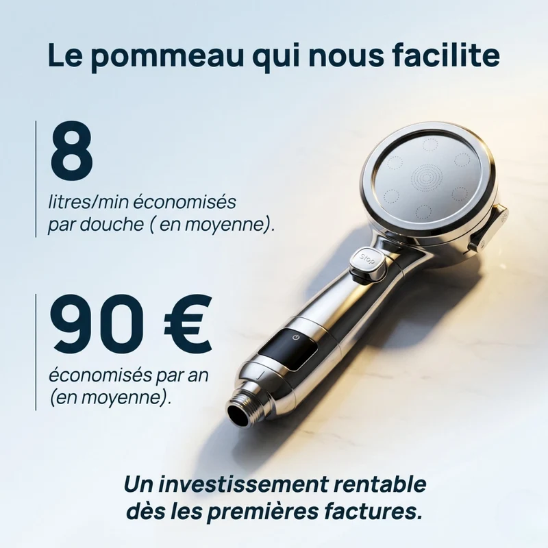 Pommeau de douche économique avec affichage numérique