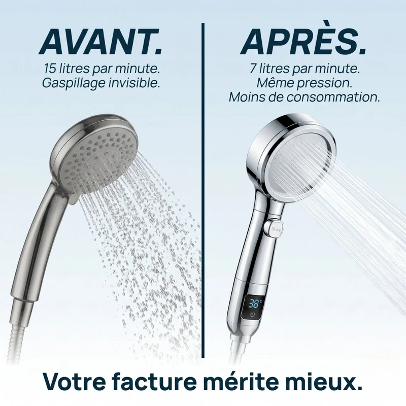 Pommeau de douche économique avec affichage numérique