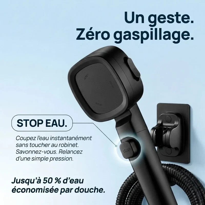 Pommeau de douche noir économique haute pression