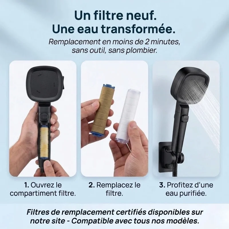 Pommeau de douche noir économique haute pression