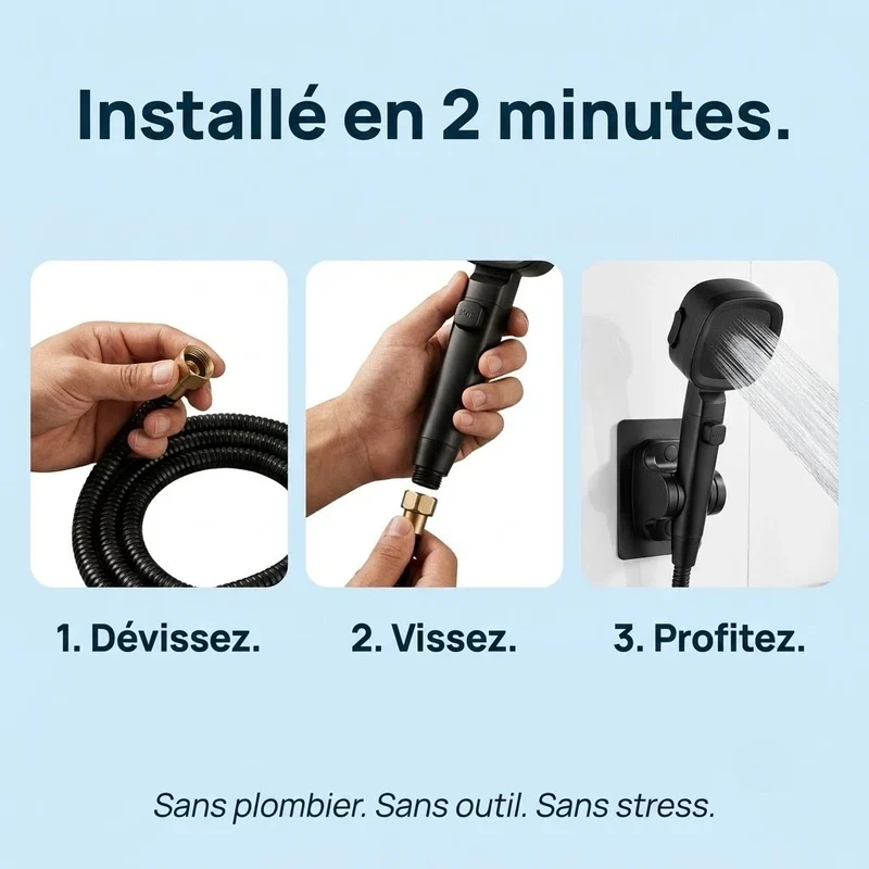 Pommeau de douche noir économique haute pression