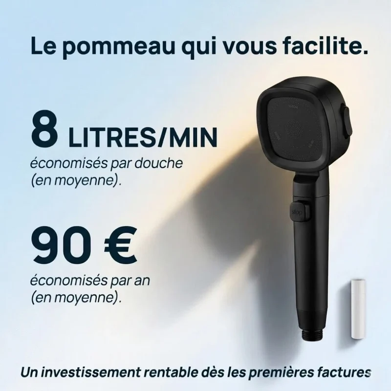 Pommeau de douche noir économique haute pression