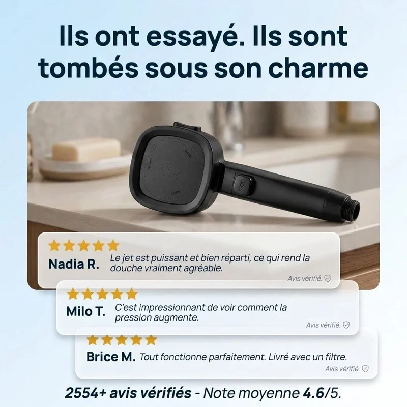 Pommeau de douche noir économique haute pression