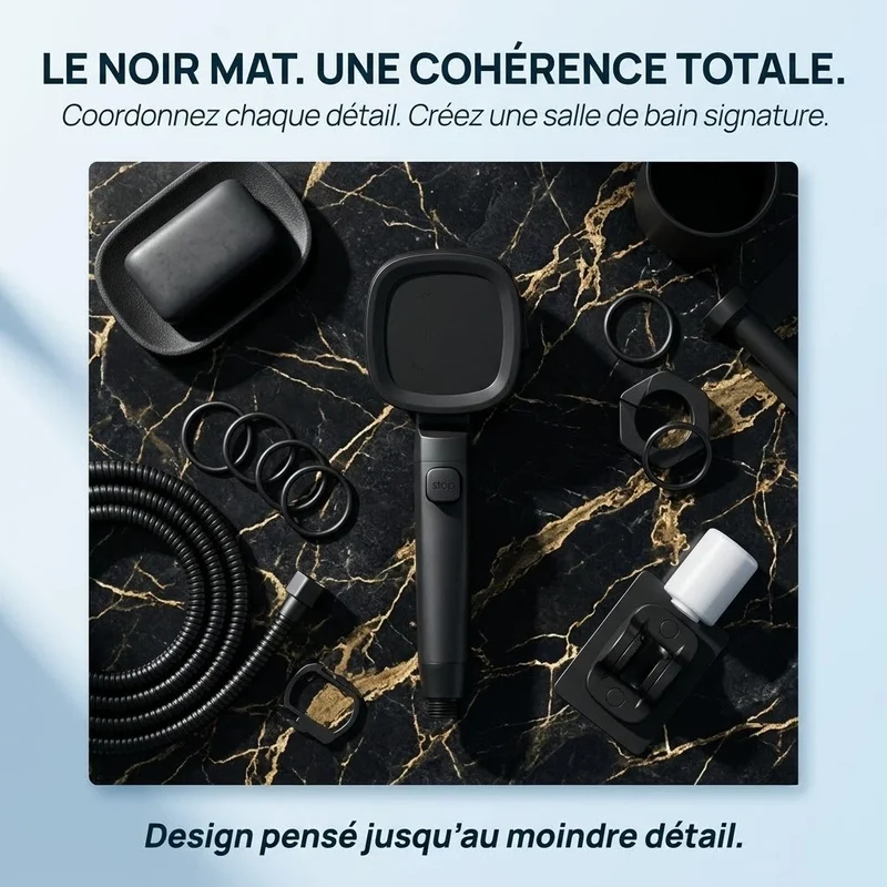 Pommeau de douche noir économique haute pression