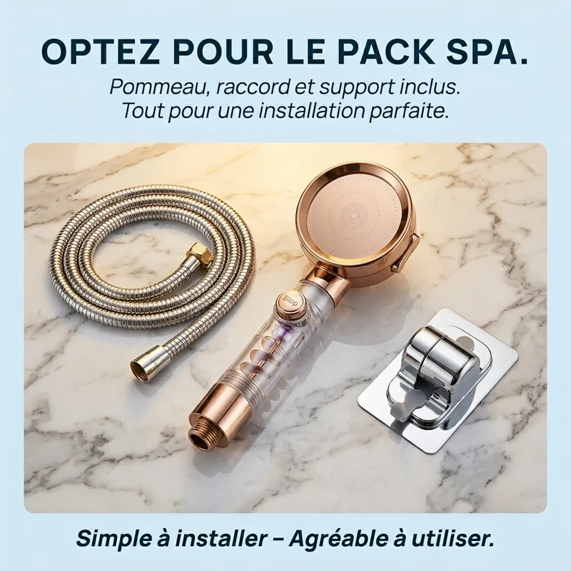 Pommeau de douche or rose anti calcaire turbo chargé