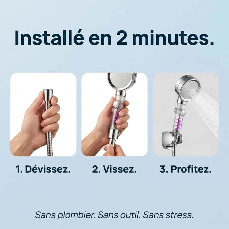 Pommeau de douche anti calcaire turbo chargé
