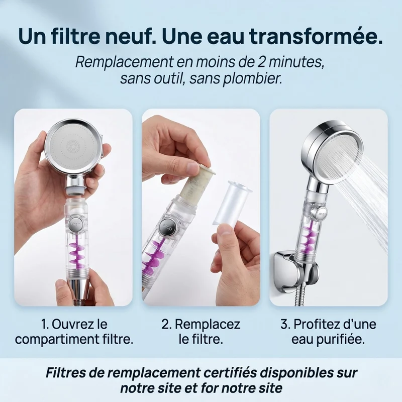 Pommeau de douche anti calcaire turbo chargé