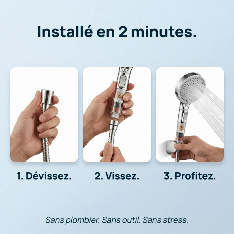 Pommeau de douche anti calcaire à billes multifonction