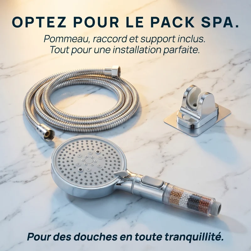 Pommeau de douche anti calcaire à billes multifonction