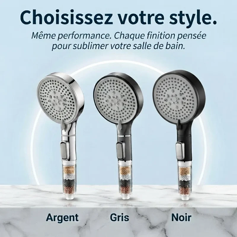 Pommeau de douche anti calcaire à billes multifonction