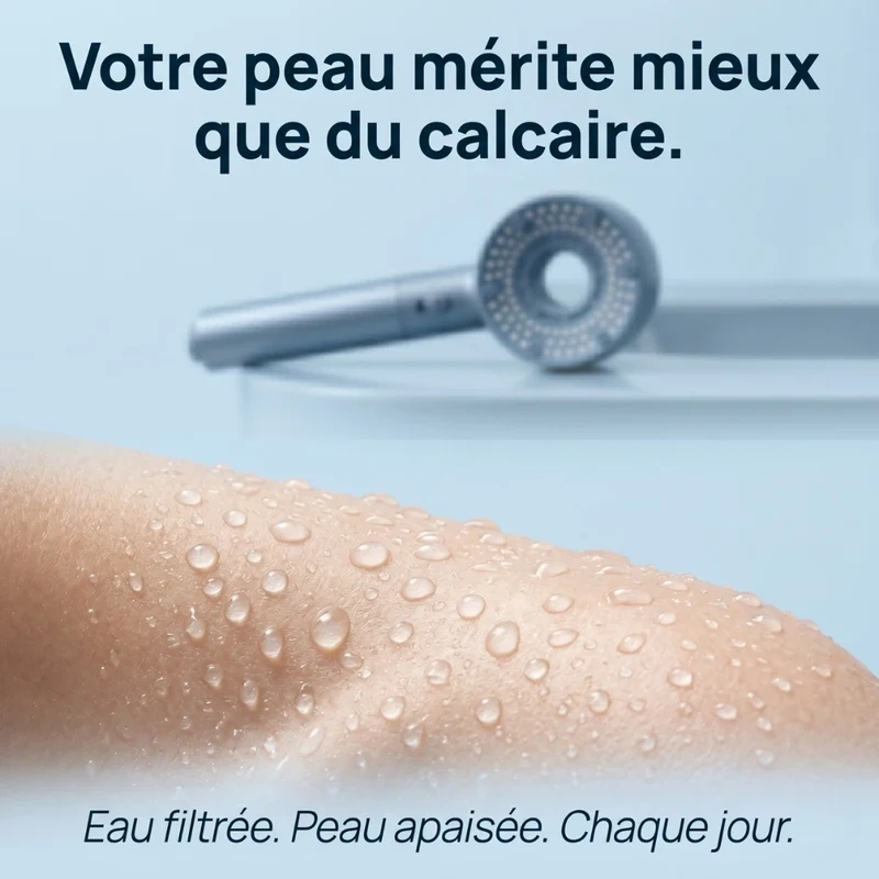 Pommeau de douche filtrant stop eau