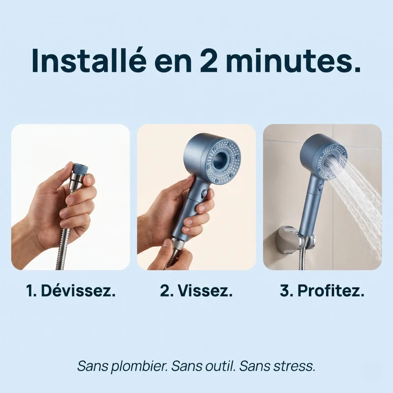 Pommeau de douche filtrant stop eau