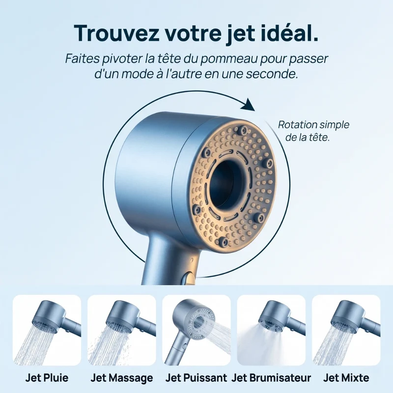 Pommeau de douche filtrant stop eau
