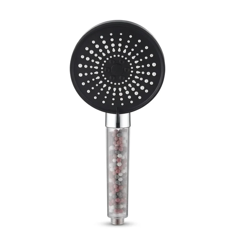 Pommeau de douche noir anti calcaire à billes 5 modes