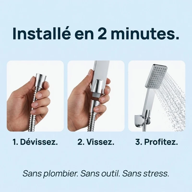 Pommeau de douche carré super pressurisé