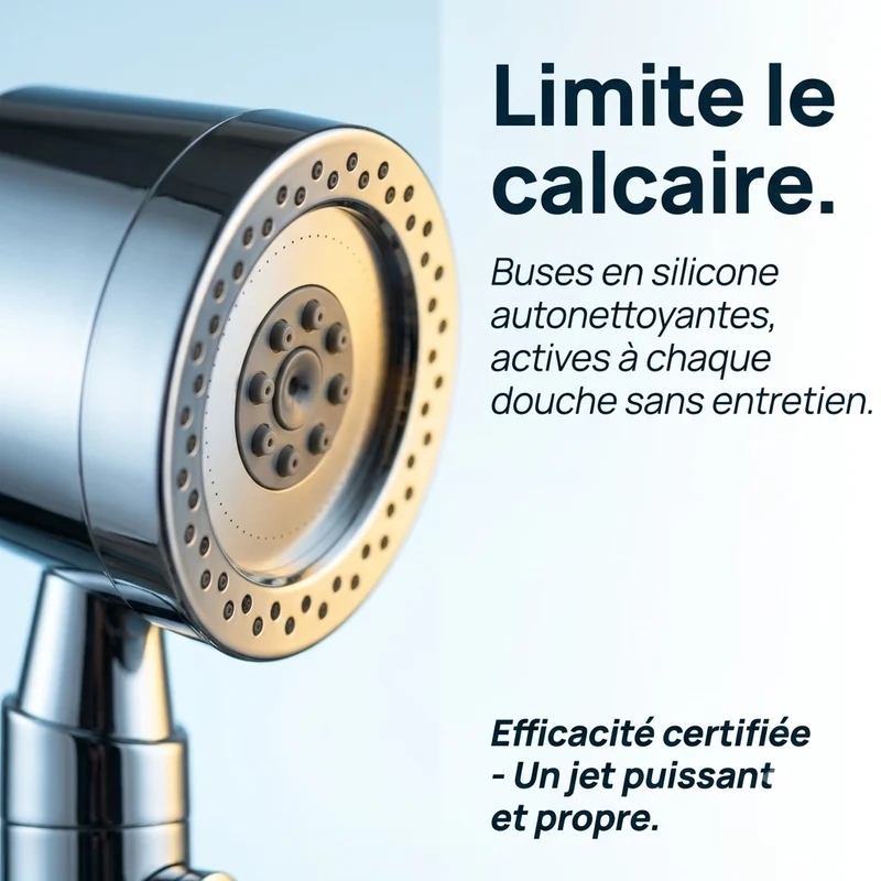 Pommeau de douche anti calcaire jet puissant