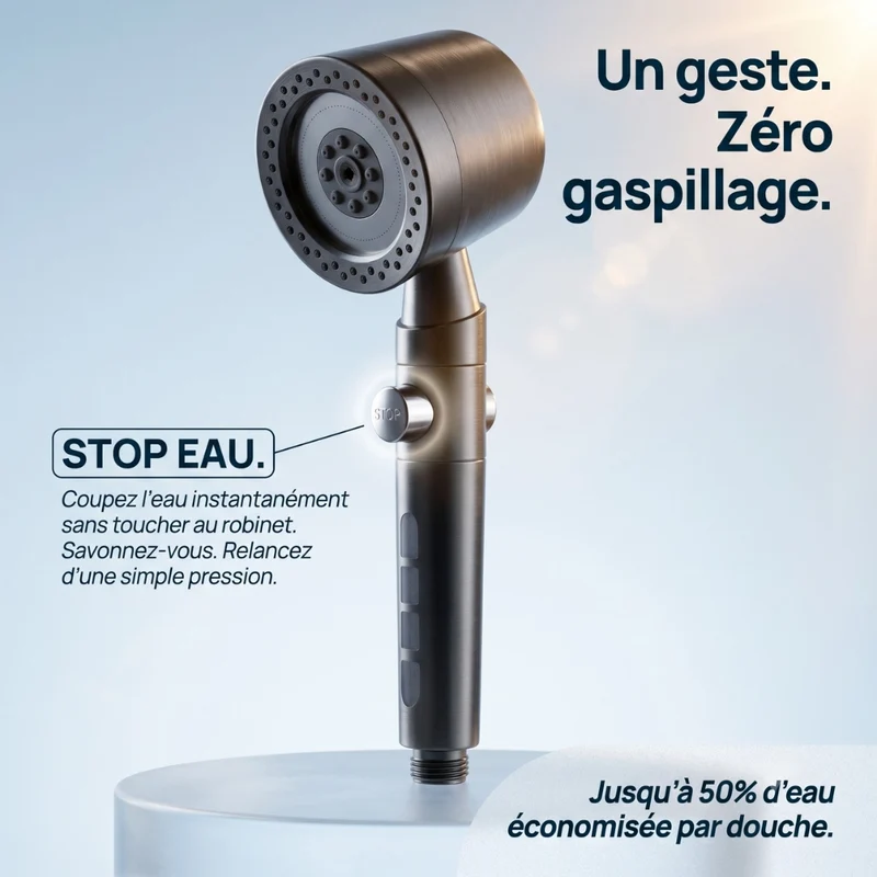 Pommeau de douche anti calcaire jet puissant