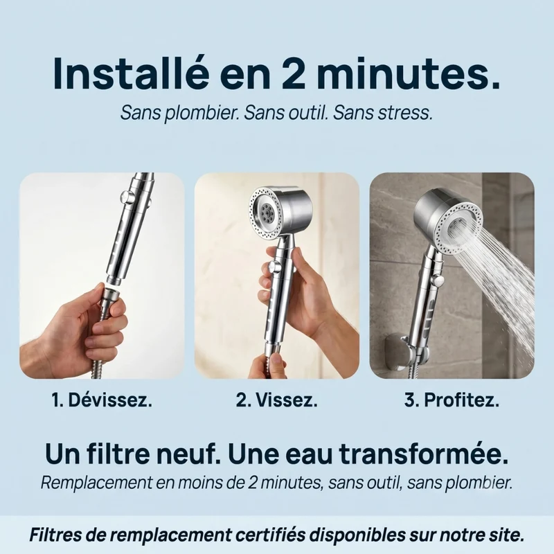 Pommeau de douche anti calcaire jet puissant