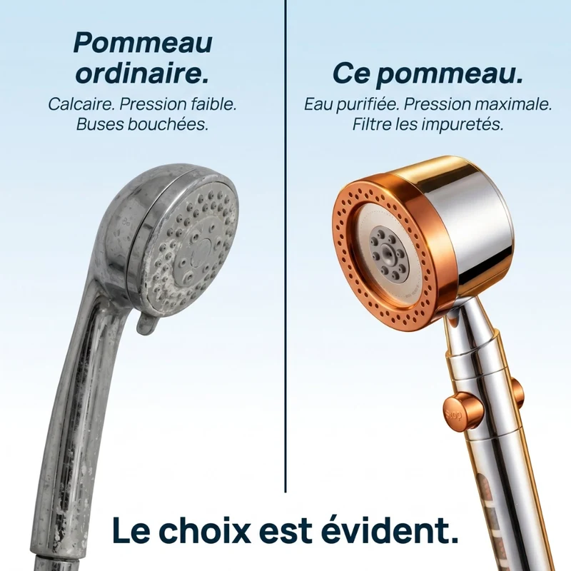 Pommeau de douche anti calcaire jet puissant
