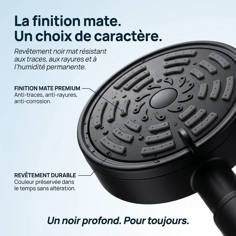 Pommeau de douche noir pulvérisateur