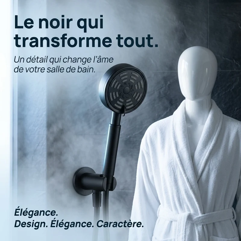 Pommeau de douche noir pulvérisateur