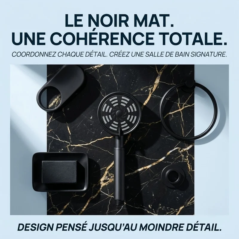 Pommeau de douche noir pulvérisateur