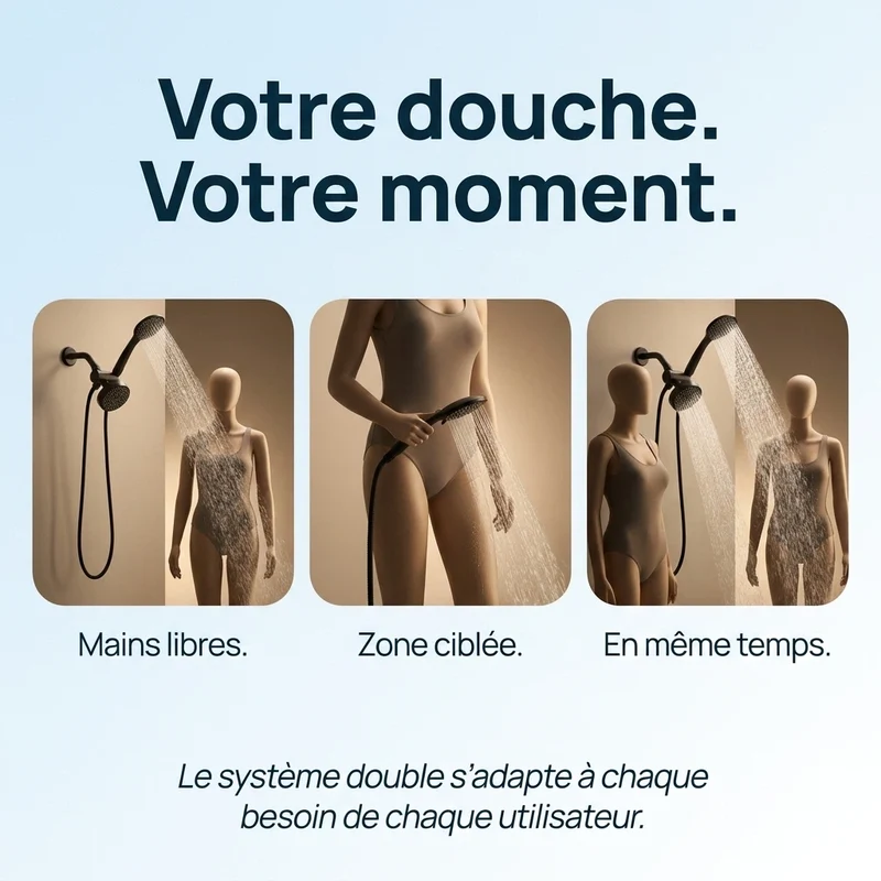 Pommeau de douche double haut débit noir