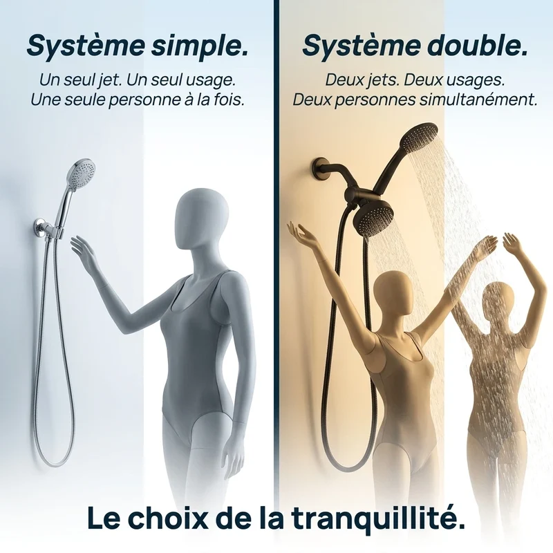 Pommeau de douche double haut débit noir