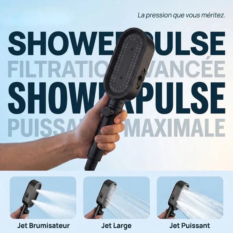 Pommeau de douche noir à filtre
