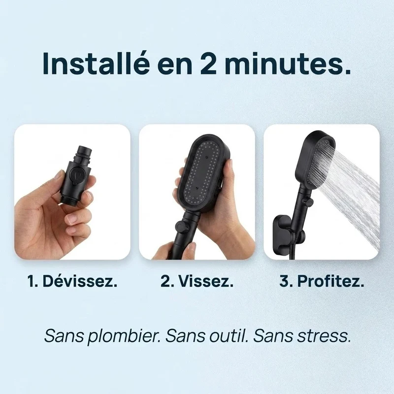 Pommeau de douche noir à filtre