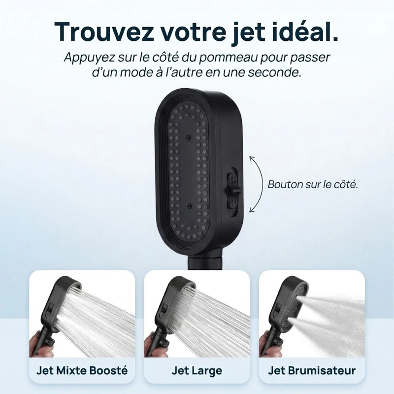 Pommeau de douche noir à filtre