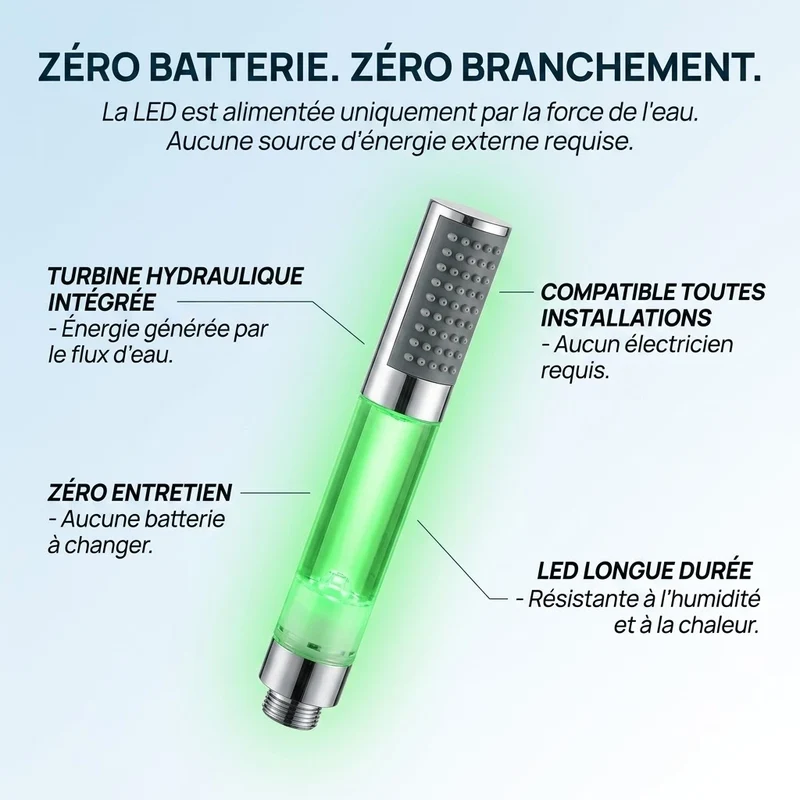 Pommeau de douche à led compact