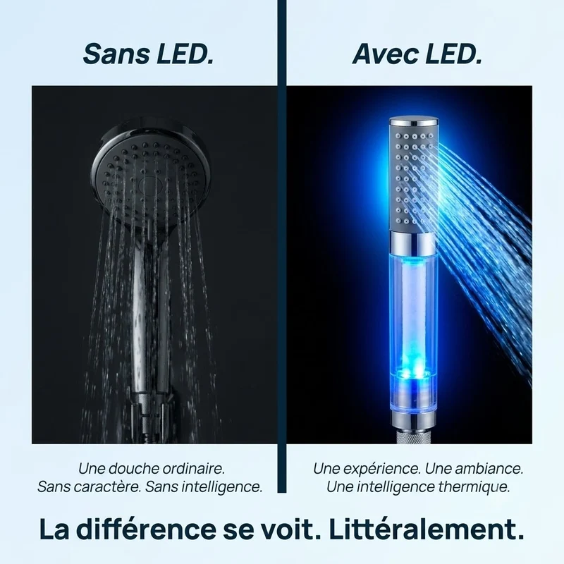 Pommeau de douche à led compact