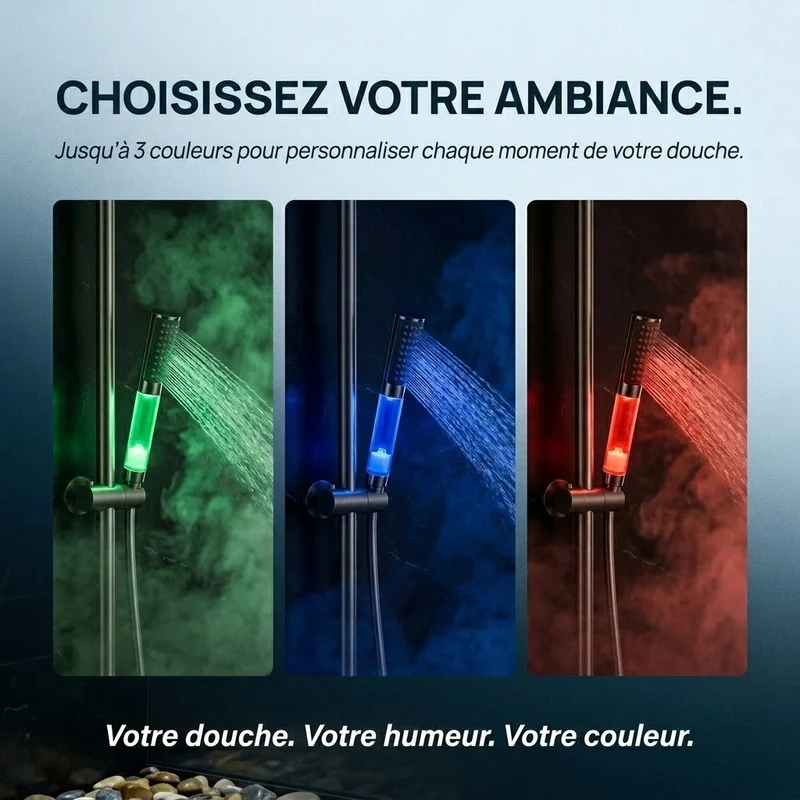 Pommeau de douche à led compact