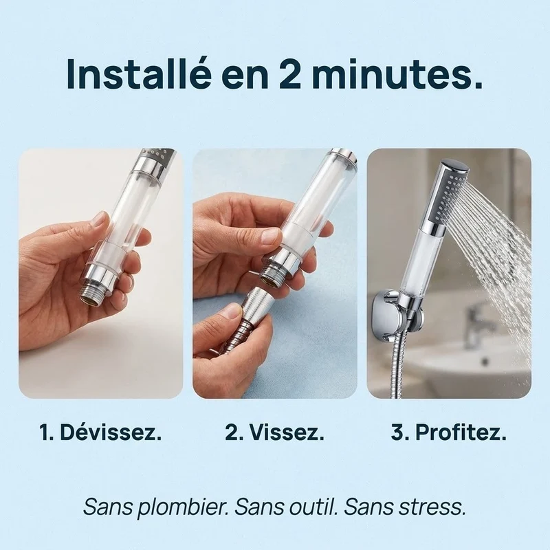 Pommeau de douche à led compact