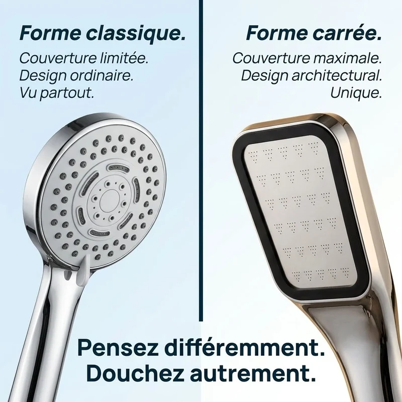 Pommeau de douche carré à pluie