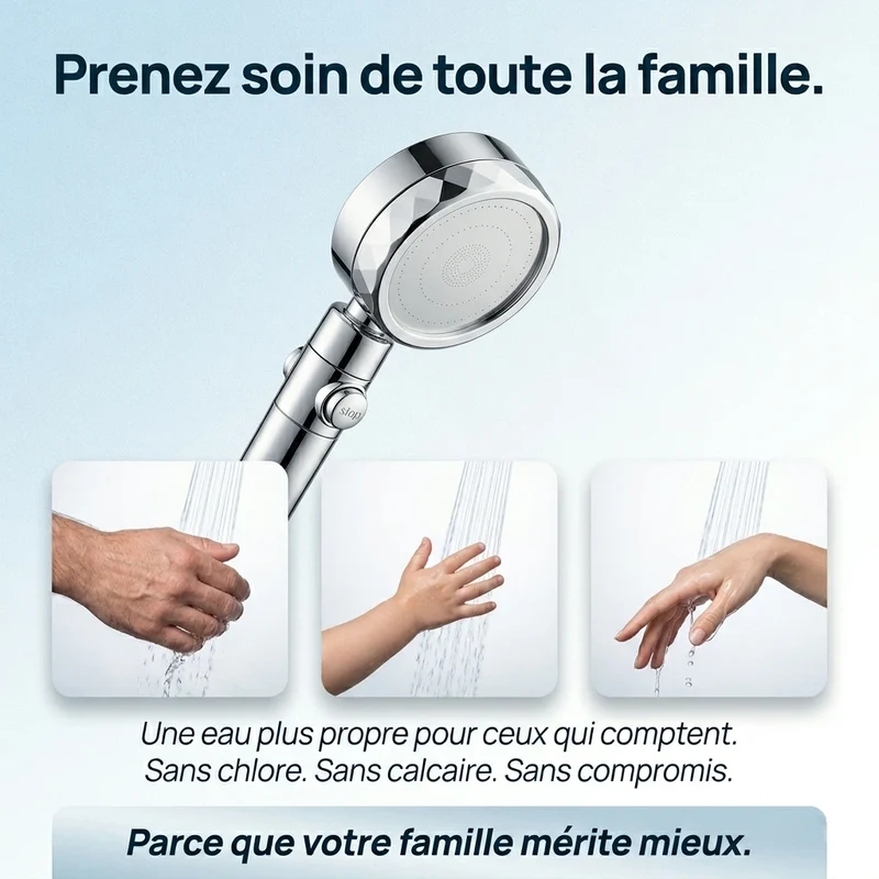 Pommeau de douche filtrant à hélice