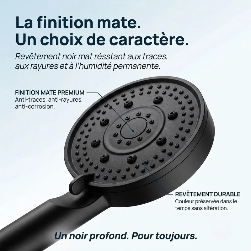 Pommeau de douche noir 5 modes
